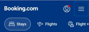 Booking.com mobile website navigation